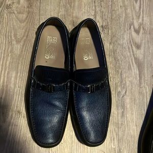 Ferragamo Salvatore navy blue dress shoes